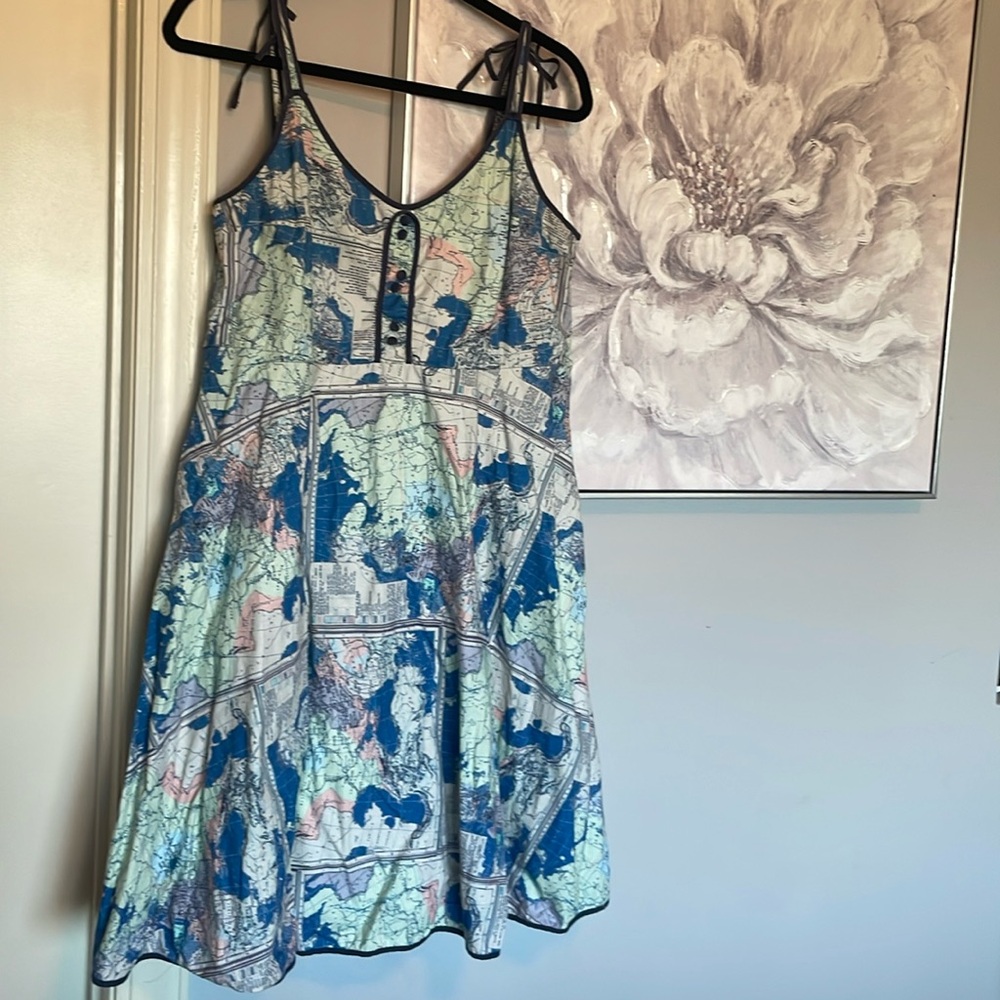 Modcloth Waving From the Waterfront Map Print Dress Sz XL